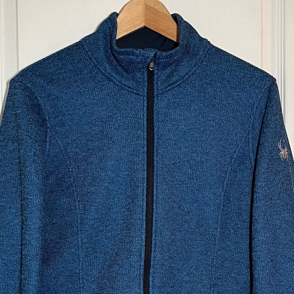 Spyder Women’s Blue Heathered Full-Zip Fleece Jacket L, Gorpcore Layering Piece - Picture 4 of 16
